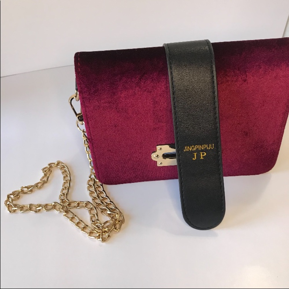 Burgundy Velvet crossbody handbag